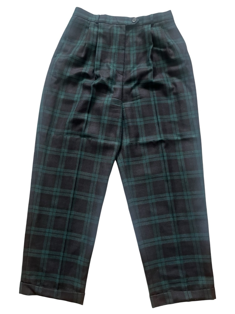 Talbots Black & Dark Green Plaid Chinos
